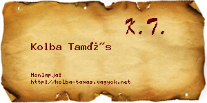 Kolba Tamás névjegykártya